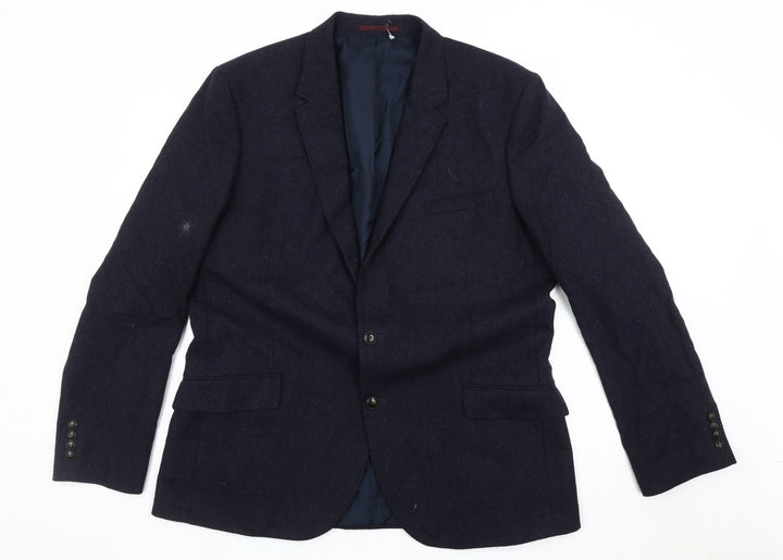 Marks and Spencer Men's Blue Wool Blend Blazer 46 Long