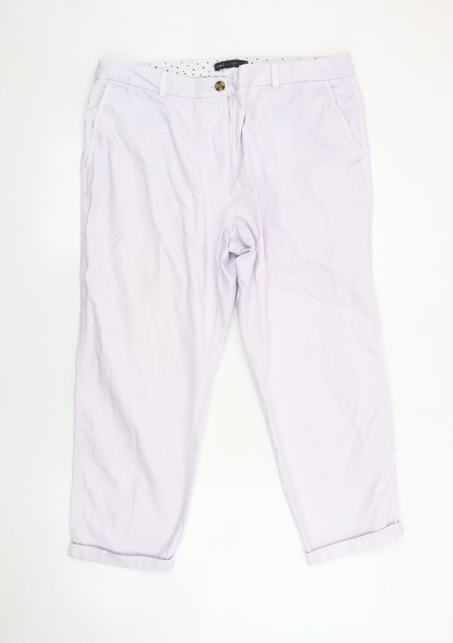 Marks and Spencer Women's Ivory Chino Trousers Size 16