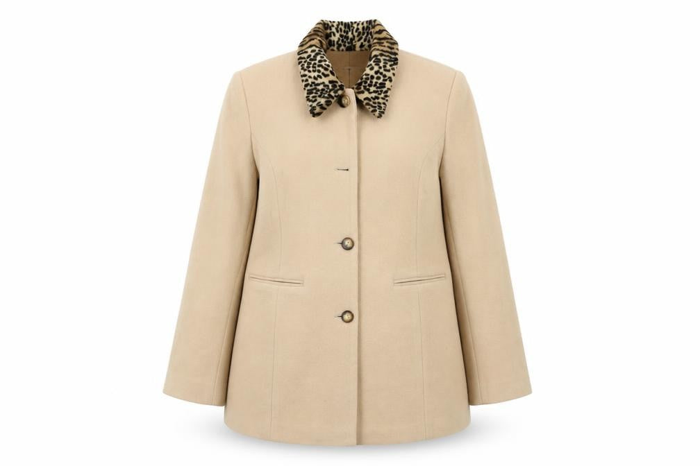 Front view of Charlotte Halton Women's Beige Wool Coat -, size 12