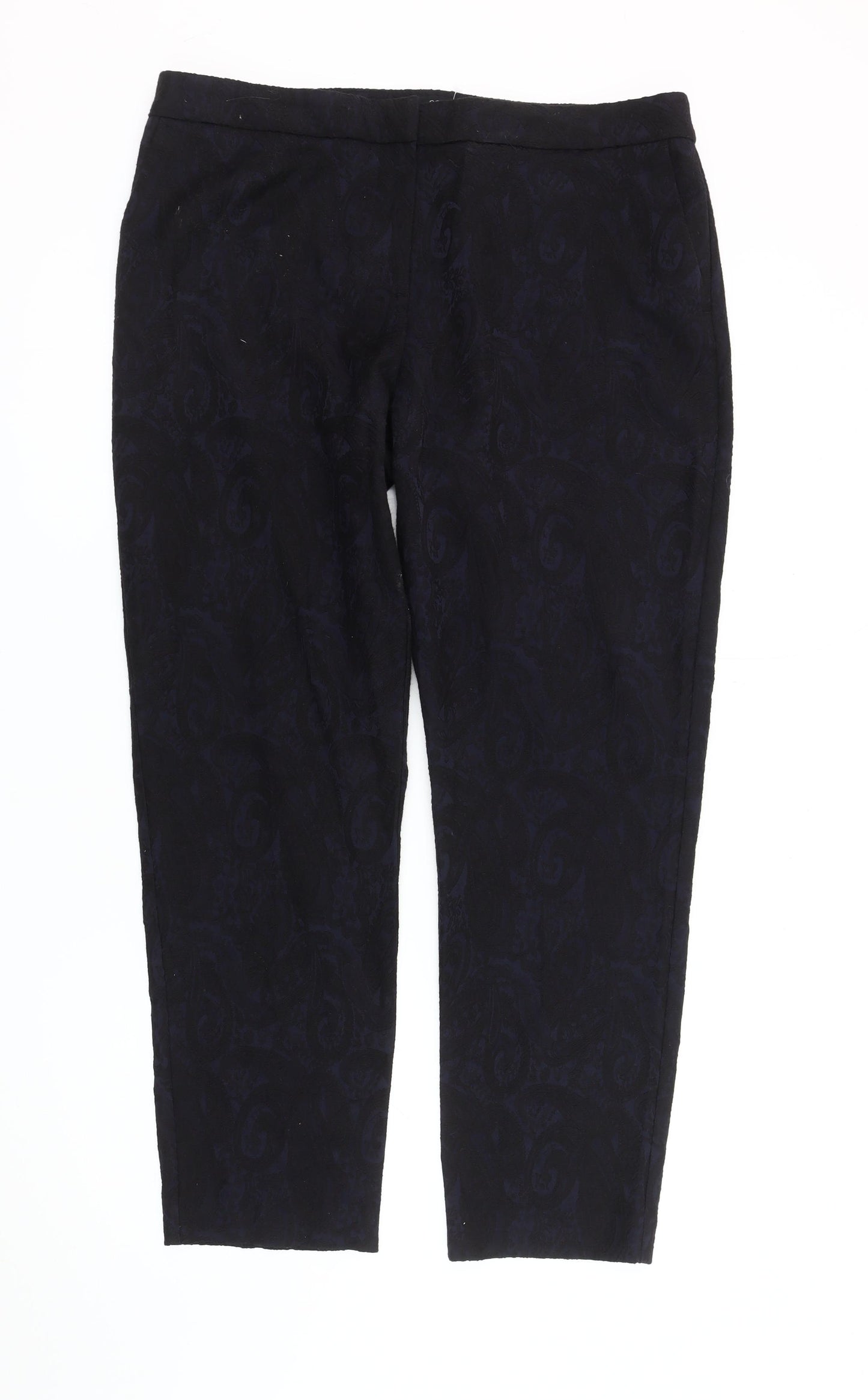 Next Women's Black Cropped Trousers Size 16 Paisley