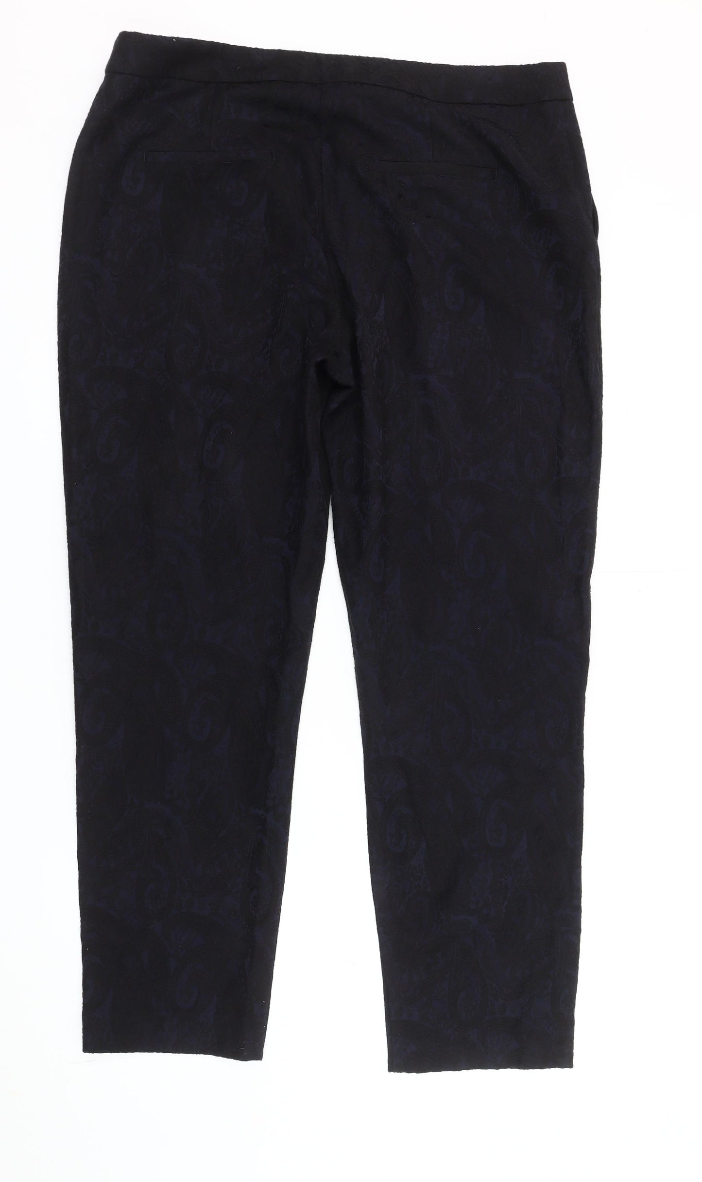 Next Women's Black Cropped Trousers Size 16 Paisley