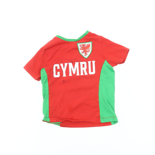 Wales Boys Red & Green Cymru Sports T-Shirt 2-3 Years