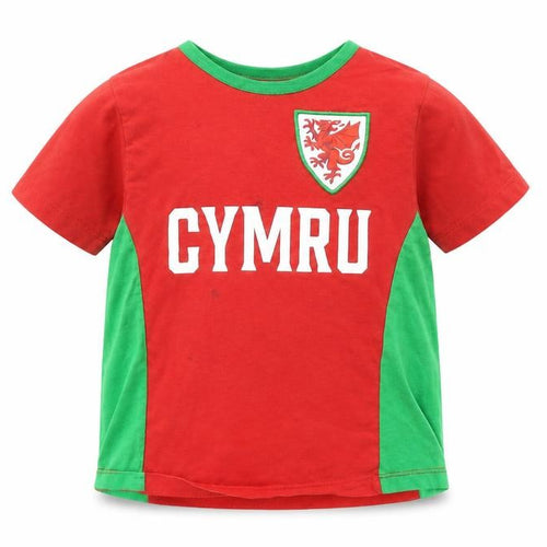 Wales Boys Red & Green Cymru Sports T-Shirt 2-3 Years
