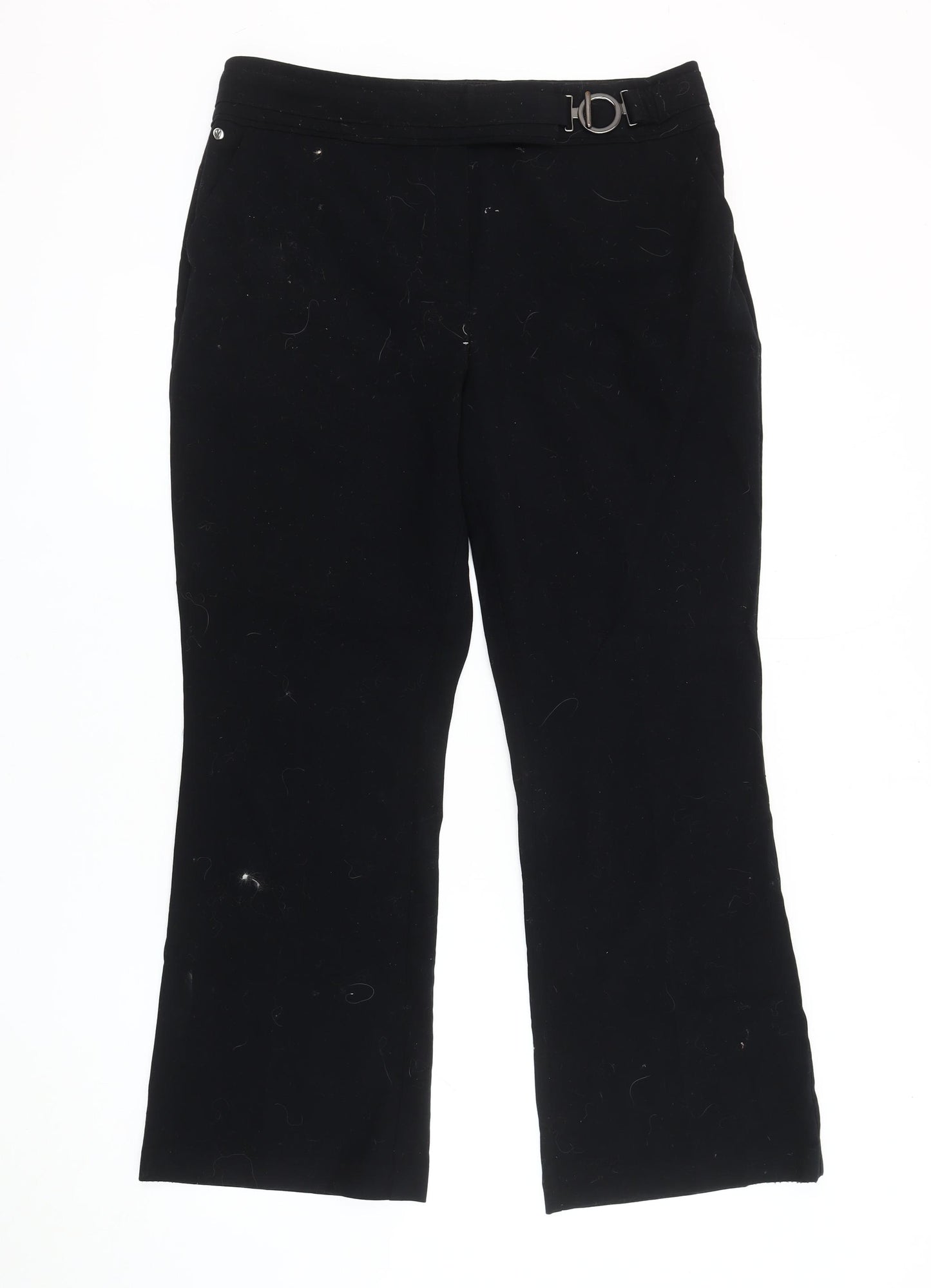 Marks and Spencer Women's Black Belted Trousers, M, Straight