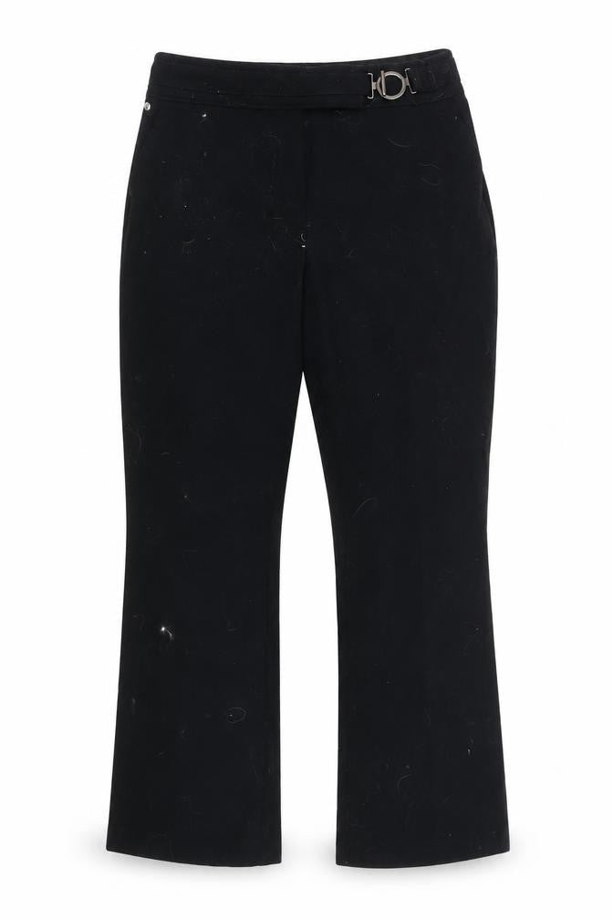 Front view of Marks & Spencer Women's Black Belted Trousers, M, Straight