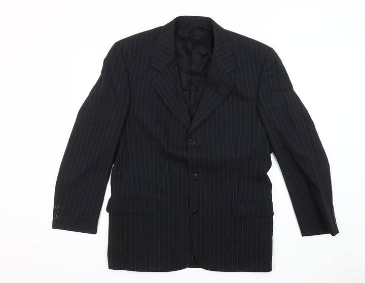 Next Men's Black Striped Suit Jacket Size 38S