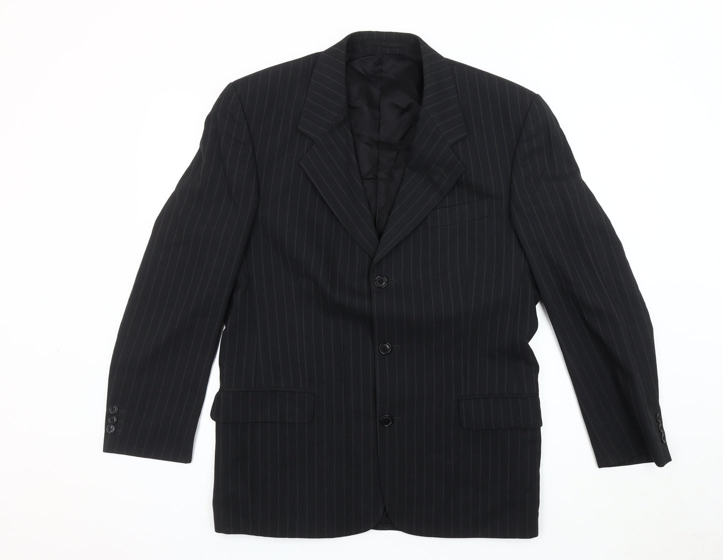 Next Men's Black Striped Suit Jacket Size 38S