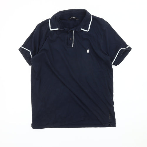 French Connection Men's Blue Polo Shirt L Cotton Casual