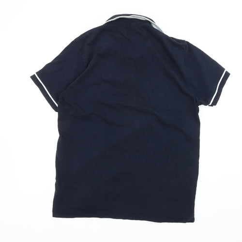 French Connection Men's Blue Polo Shirt L Cotton Casual
