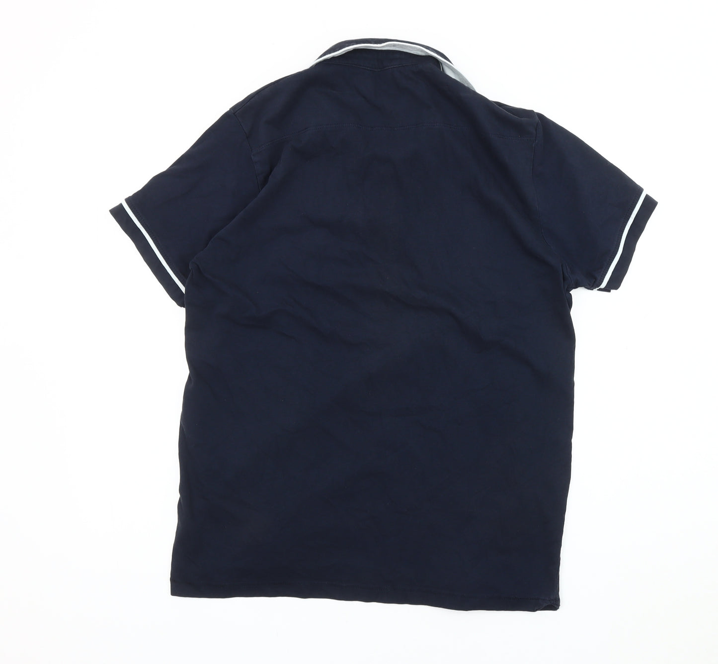 French Connection Men's Blue Polo Shirt L Cotton Casual