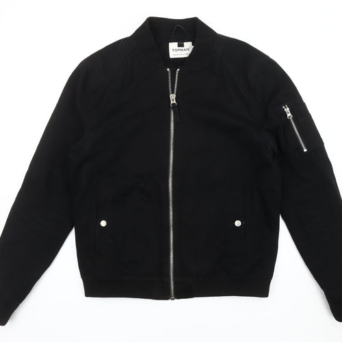 Topman Men's Black Bomber Jacket M Casual Regular Fit