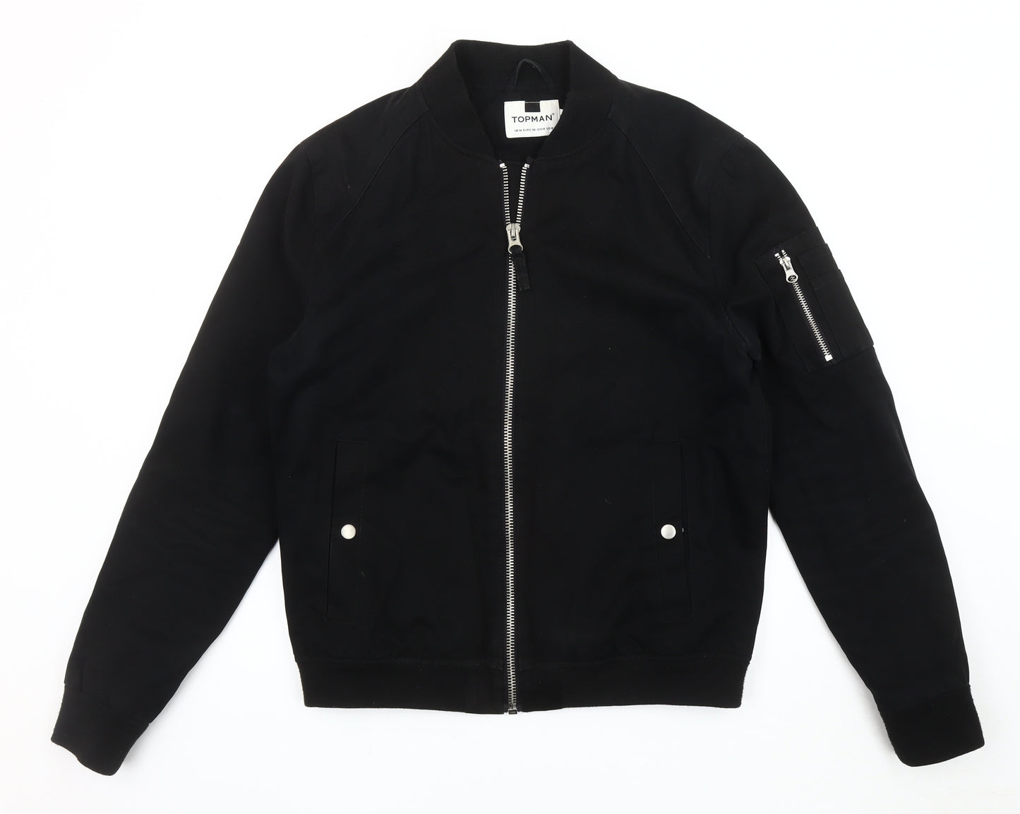 Topman Men's Black Bomber Jacket M Casual Regular Fit
