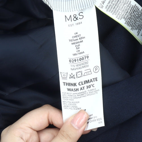 Marks and Spencer Men's Blue Blazer 42R - Elegant & Versatile