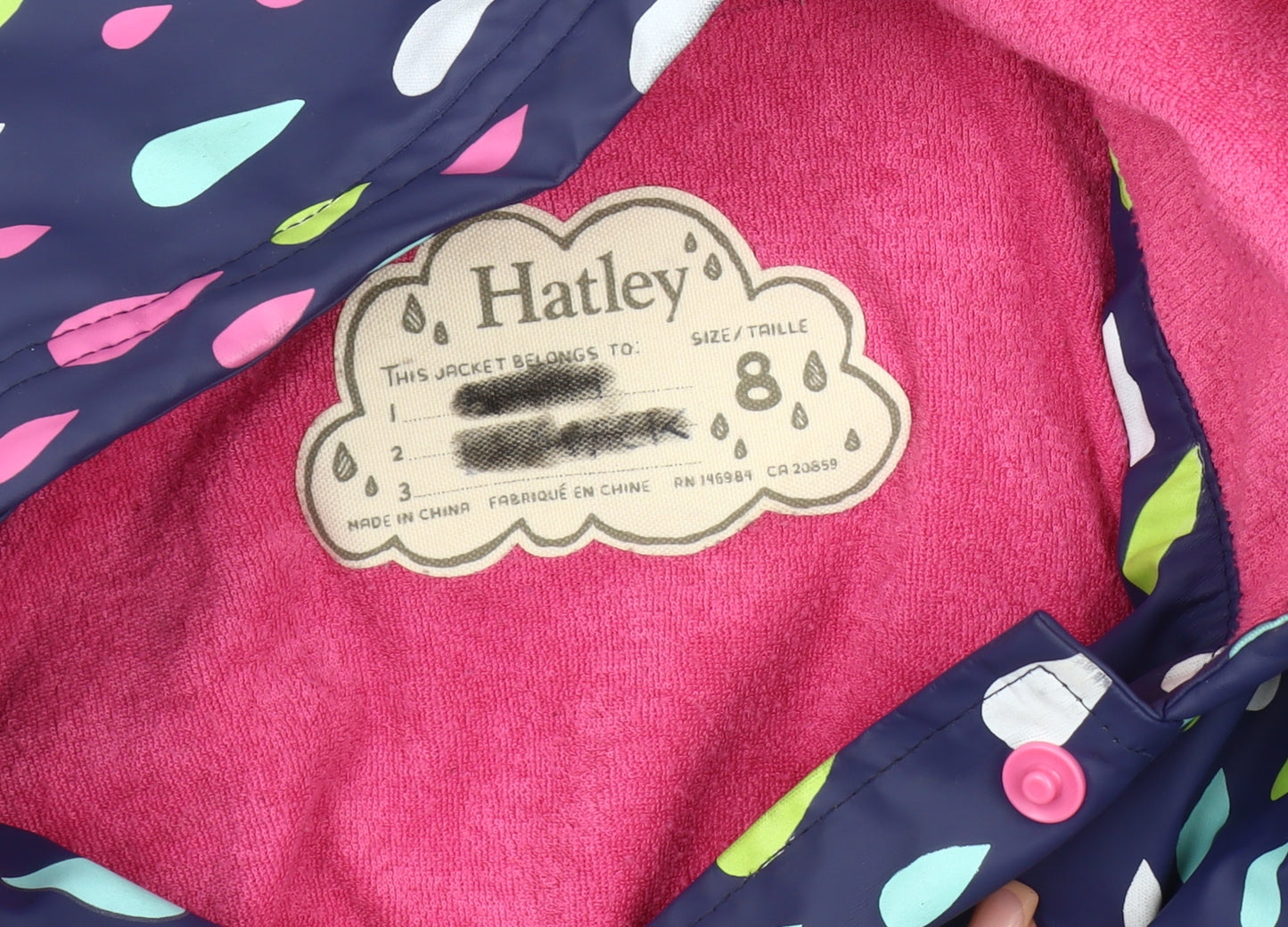 Hatley Girls Multicoloured Rain Coat, Size 8, Hooded Waterproof