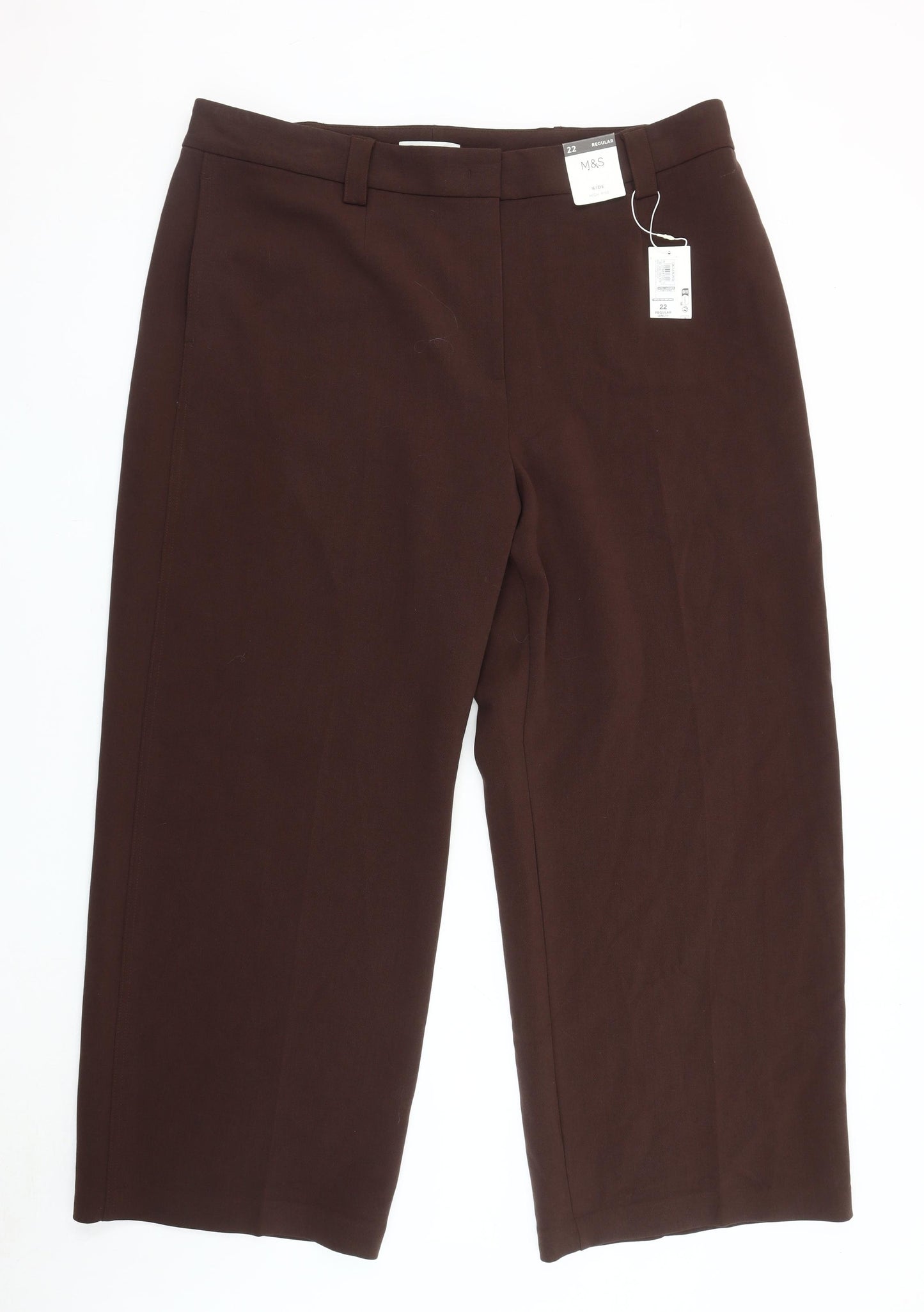 Marks and Spencer Women's Brown Wide-Leg Trousers Size 22