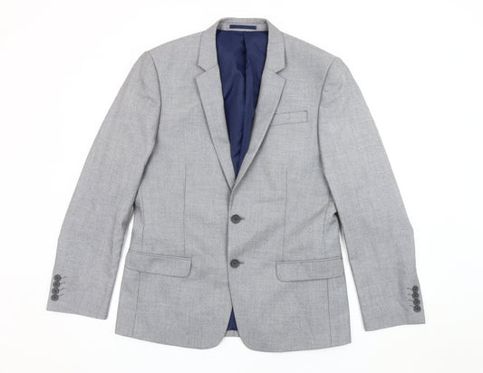 River Island Men's Grey Blazer 40S Regular Fit Jacket