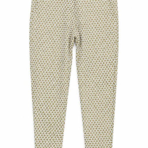H&M Yellow Geometric Cotton Women's Slim Trousers Size 8
