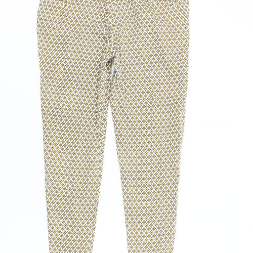 H&M Yellow Geometric Cotton Women's Slim Trousers Size 8
