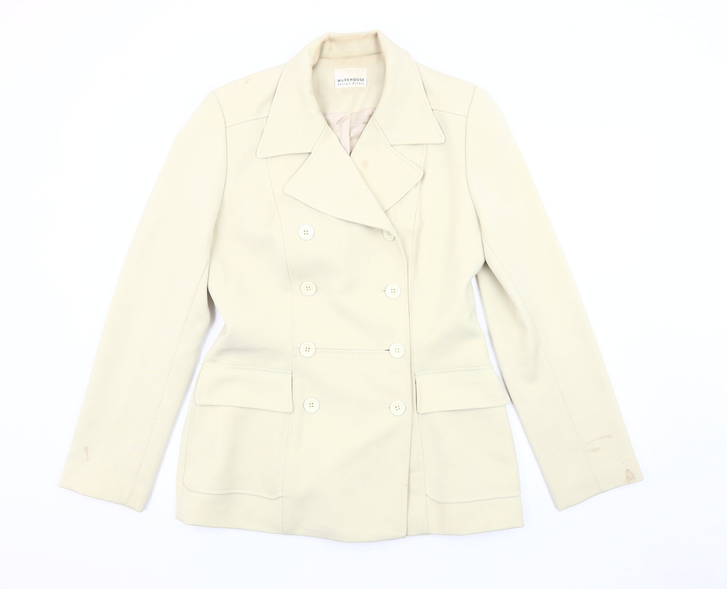Warehouse Women's Beige Suit Jacket Size 12 Double-Breasted