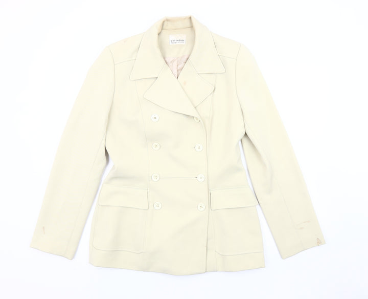 Warehouse Women's Beige Suit Jacket Size 12 Double-Breasted