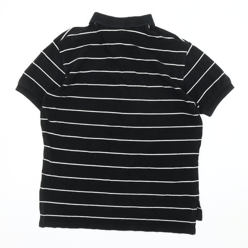 Ralph Lauren Men's Black Striped Polo Shirt, M