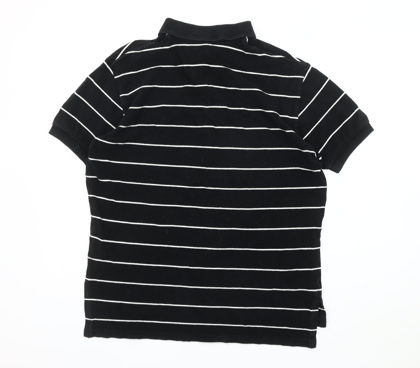 Ralph Lauren Men's Black Striped Polo Shirt, M