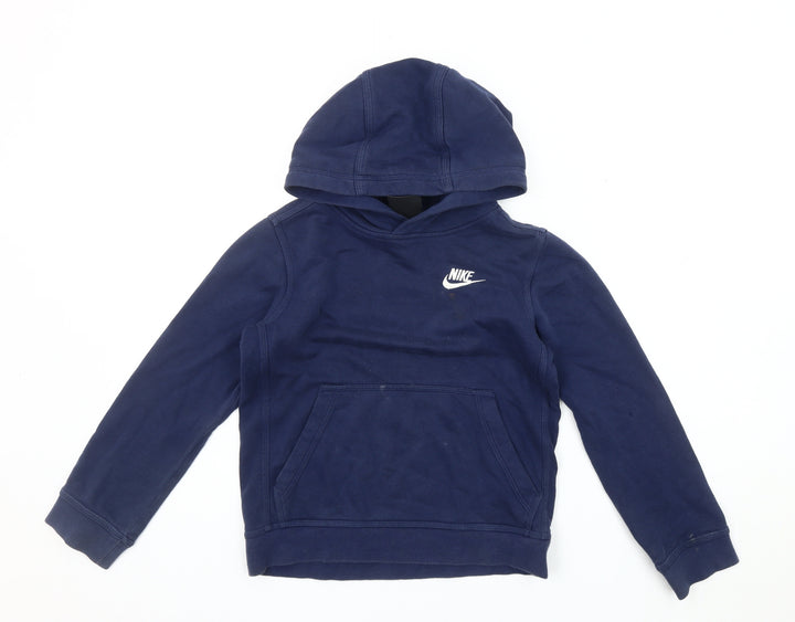 Nike Boys Blue Pullover Hoodie Small, Logo, Comfortable