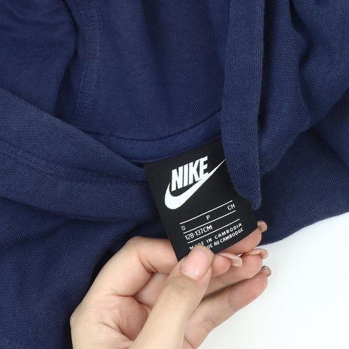 Nike Boys Blue Pullover Hoodie Small, Logo, Comfortable