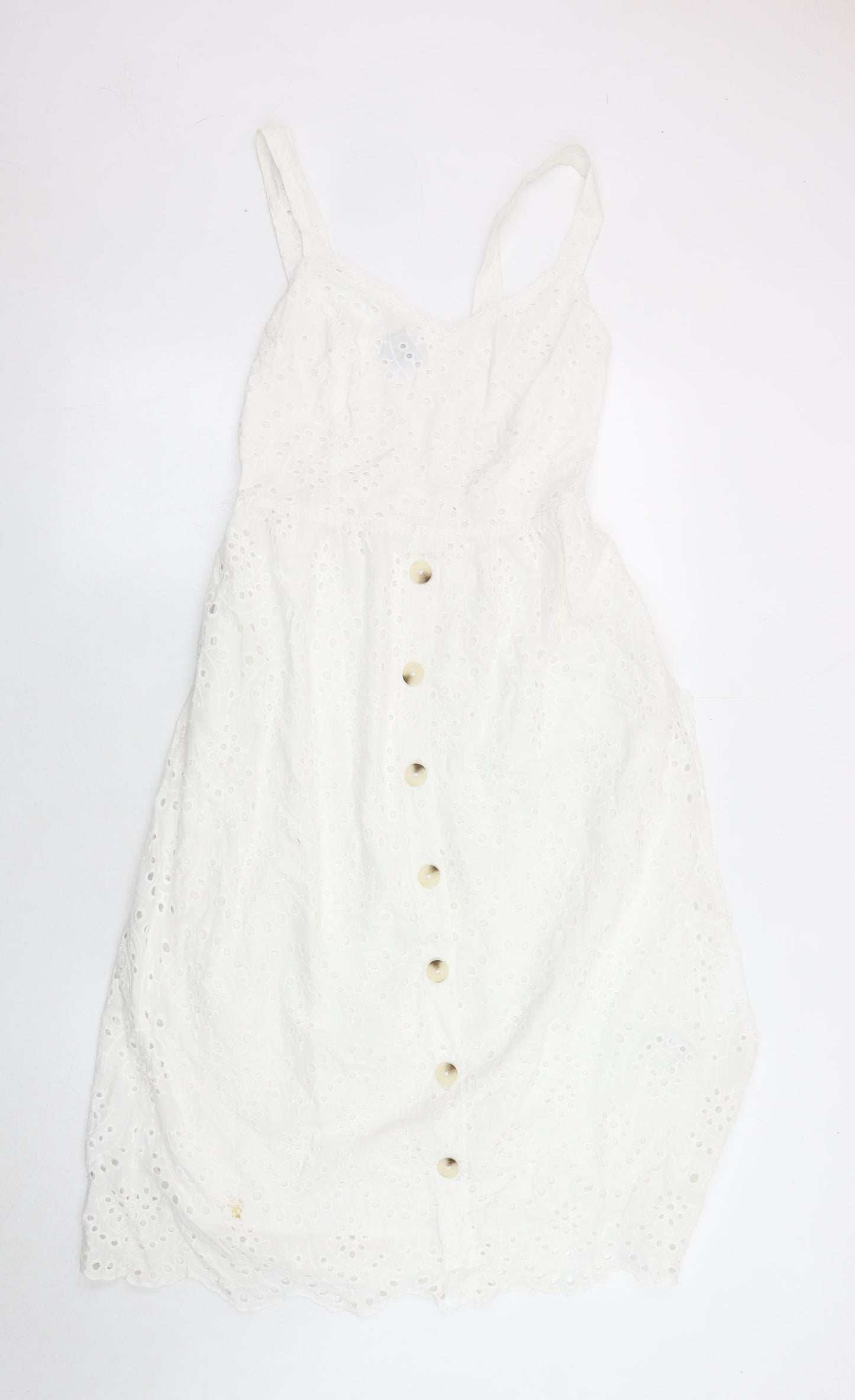 New Look Women's White Cotton Sleeveless Dress Size 8