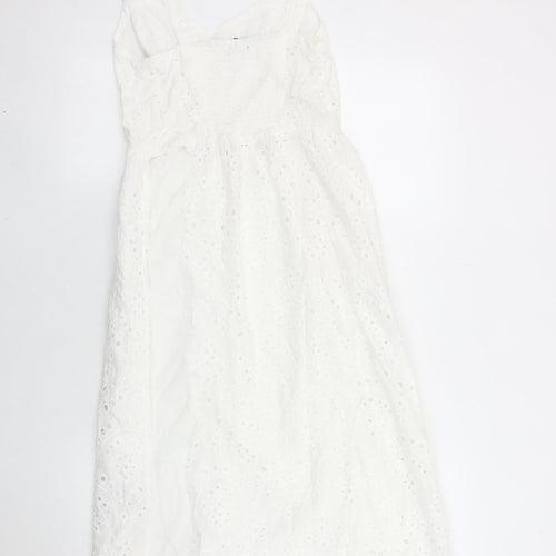 New Look Women's White Cotton Sleeveless Dress Size 8
