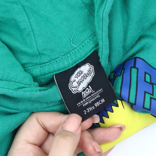 The Simpsons Boys Green Pullover Hoodie 2-3 Years