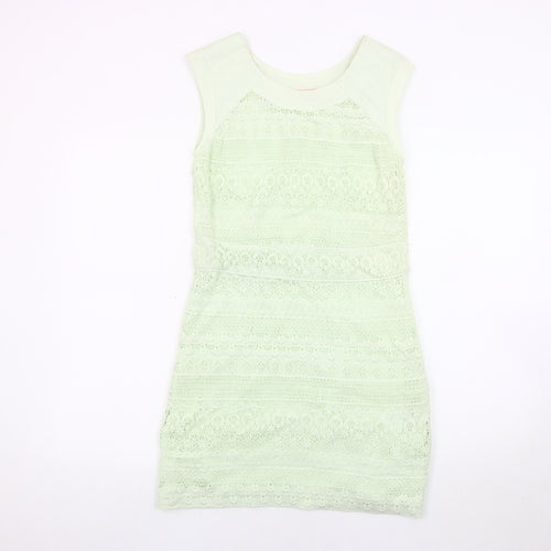 bdba Women's Green Sheath Dress Size 8 Sleeveless Lace