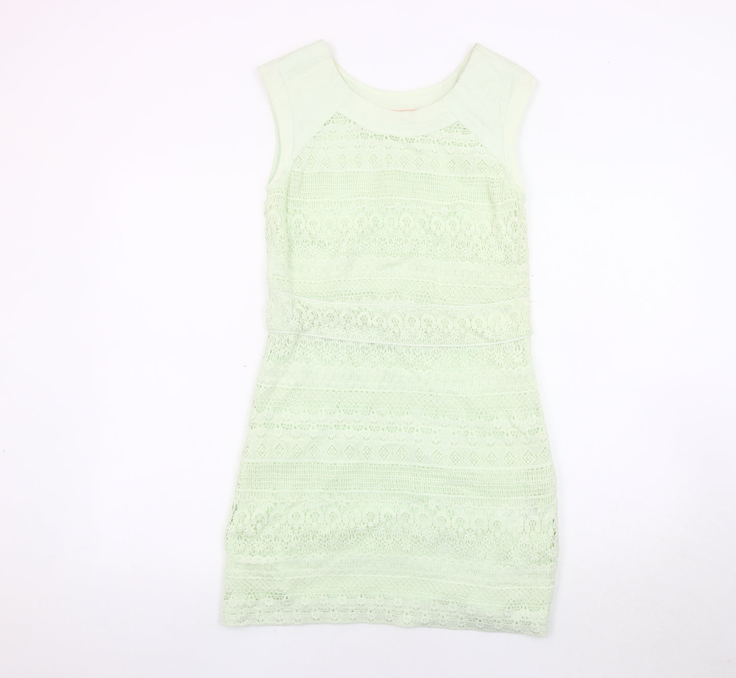 bdba Women's Green Sheath Dress Size 8 Sleeveless Lace