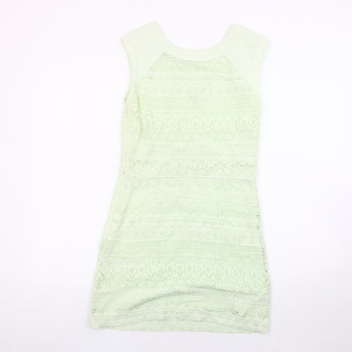 bdba Women's Green Sheath Dress Size 8 Sleeveless Lace