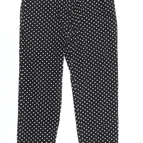 H&M Women's Black Polka Dot Straight Trousers, Size 8