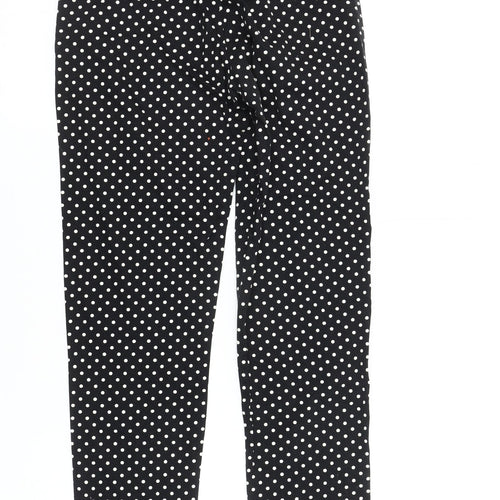 H&M Women's Black Polka Dot Straight Trousers, Size 8