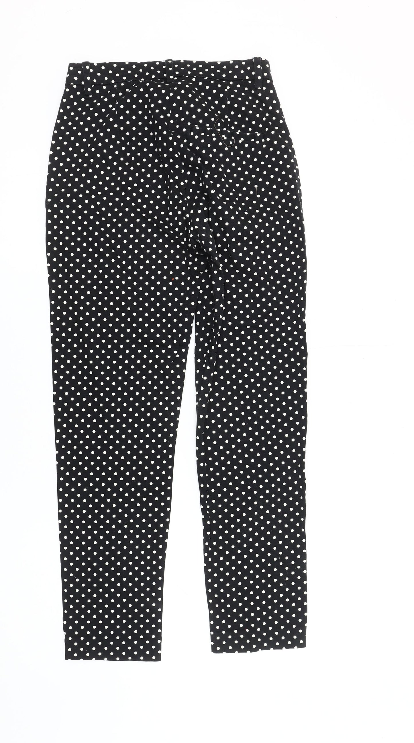 H&M Women's Black Polka Dot Straight Trousers, Size 8