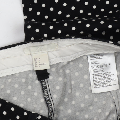 H&M Women's Black Polka Dot Straight Trousers, Size 8
