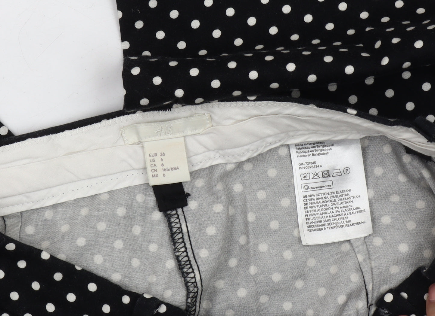 H&M Women's Black Polka Dot Straight Trousers, Size 8