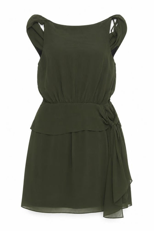 Front view of ASOS Women's Green Shift Dress, size 10, - Chic & Versatile