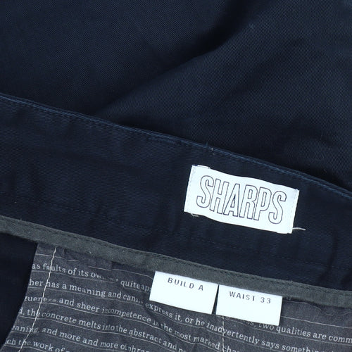 SHARPS Men's Blue Chino Trousers Size 33