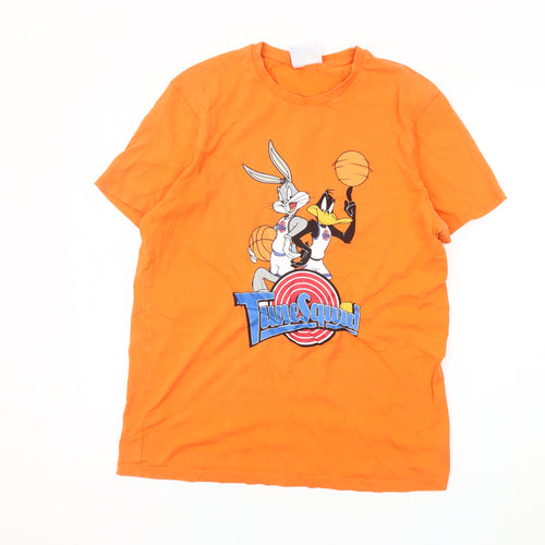 Space Jam Men's L Orange Cartoon T-Shirt