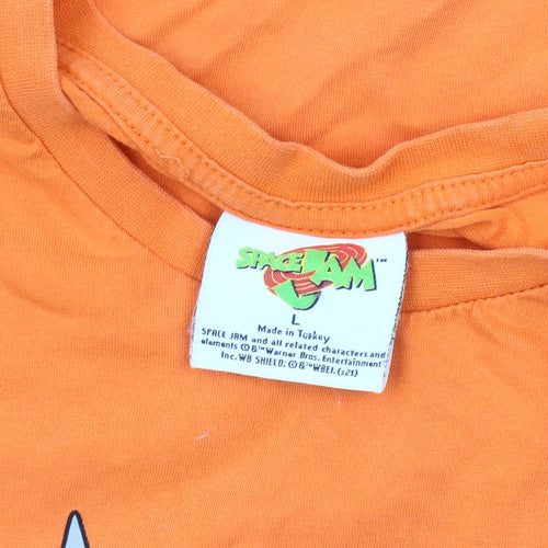 Space Jam Men's L Orange Cartoon T-Shirt
