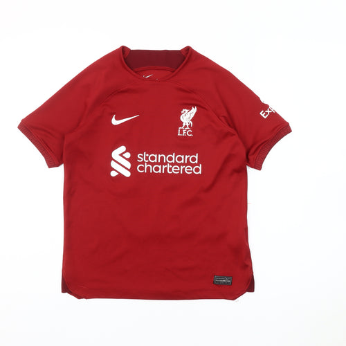 Nike Boys Red Liverpool Jersey Short Sleeve Football Top 10-11