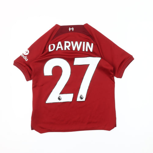 Nike Boys Red Liverpool Jersey Short Sleeve Football Top 10-11