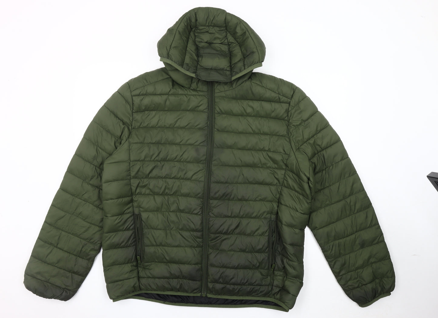 C&A Men's Green XL Puffer Jacket Hooded Casual