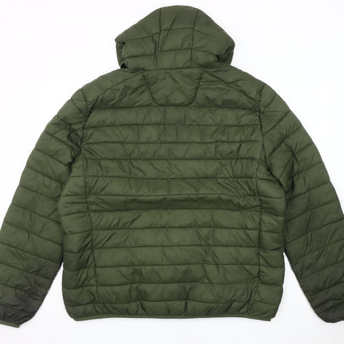 C&A Men's Green XL Puffer Jacket Hooded Casual