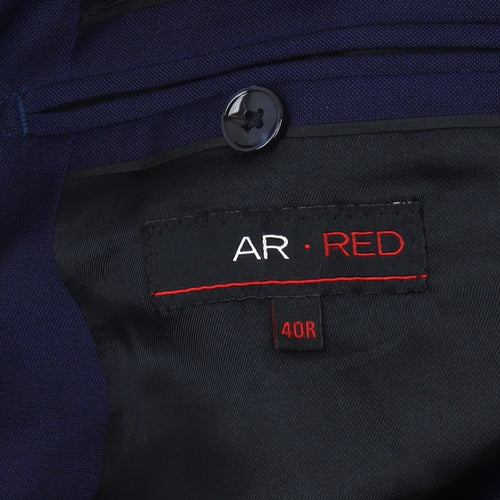 AR RED Men's Blue Blazer Jacket 40R Single-Breasted