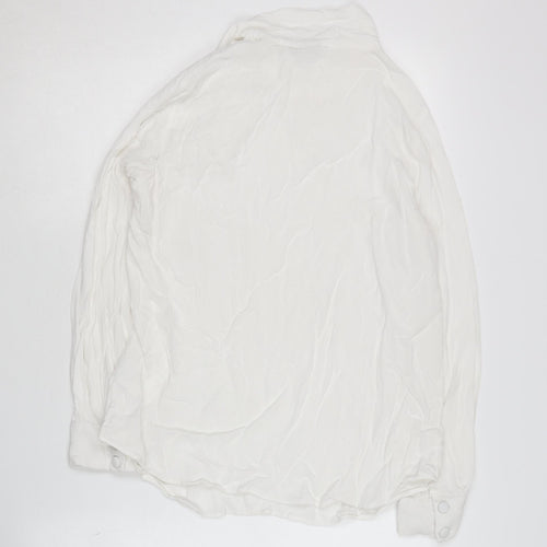 b.young Women's White Blouse 12 Tie Neck Long Sleeve