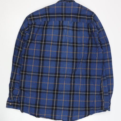 Burtons Men's Blue Plaid Button-Up Shirt M